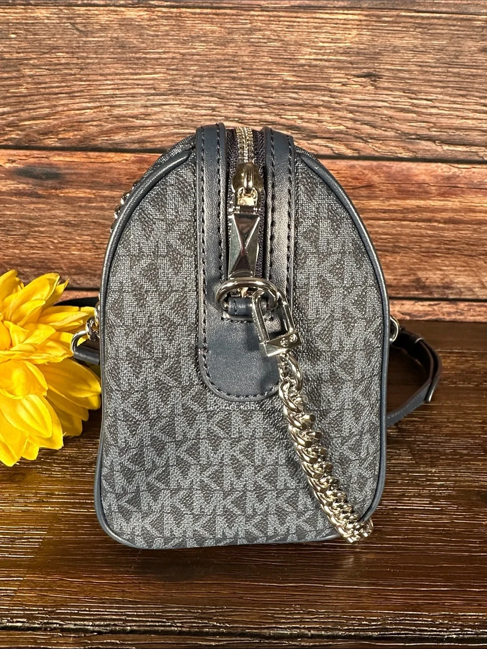 Michael Kors Navy and Cream Signature Stripe Crossbody